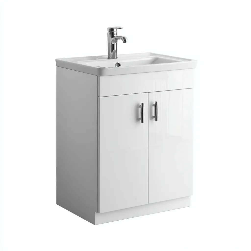 Meuble lavabo - MDF laqué - 60x45x80 cm - blanc - pour salle de bain - design moderne-Nicheoliq