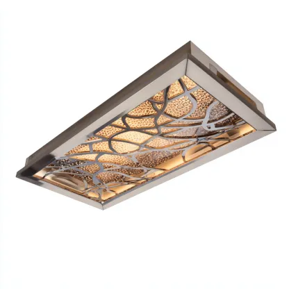 Plafonnier LED métal 75x30x8 cm champagne pour salon - design décoratif moderne-Nicheoliq