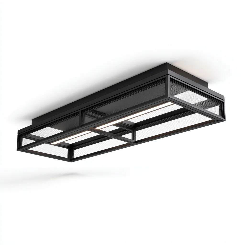 Plafonnier LED métal 60x20x10 cm noir pour salon - design industriel-Nicheoliq