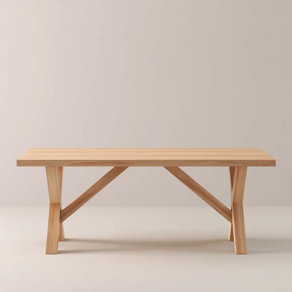 Table à manger bois massif 200x90x75 cm - naturel - adapté à la salle à manger - design contemporain-Nicheoliq