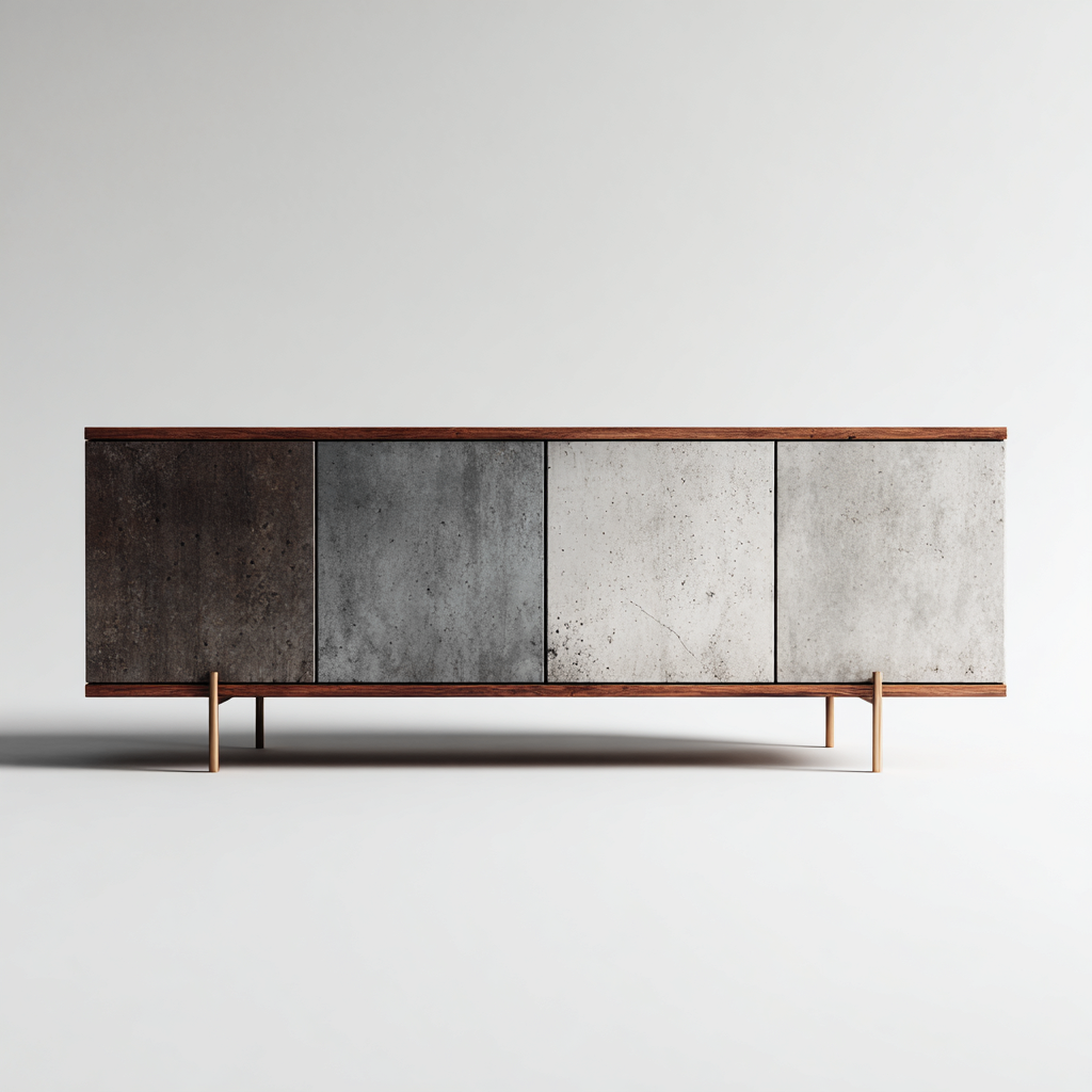 Meuble TV en panneaux de bois 180x45x65 cm - gris foncé-gris clair - style industriel moderne pour salon-Nicheoliq