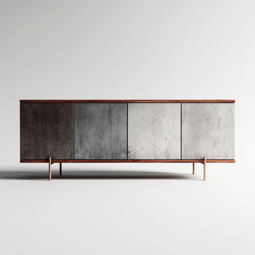 Meuble TV en panneaux de bois 180x45x65 cm - gris foncé-gris clair - style industriel moderne pour salon-Nicheoliq