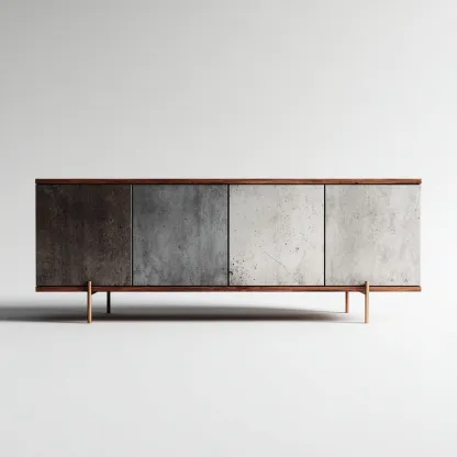 Meuble TV en panneaux de bois 180x45x65 cm - gris foncé-gris clair - style industriel moderne pour salon-Nicheoliq