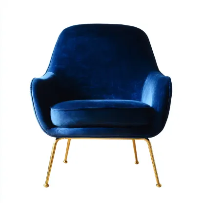 Fauteuil velours 80x75x85 cm - bleu foncé - design moderne pour salon-Nicheoliq