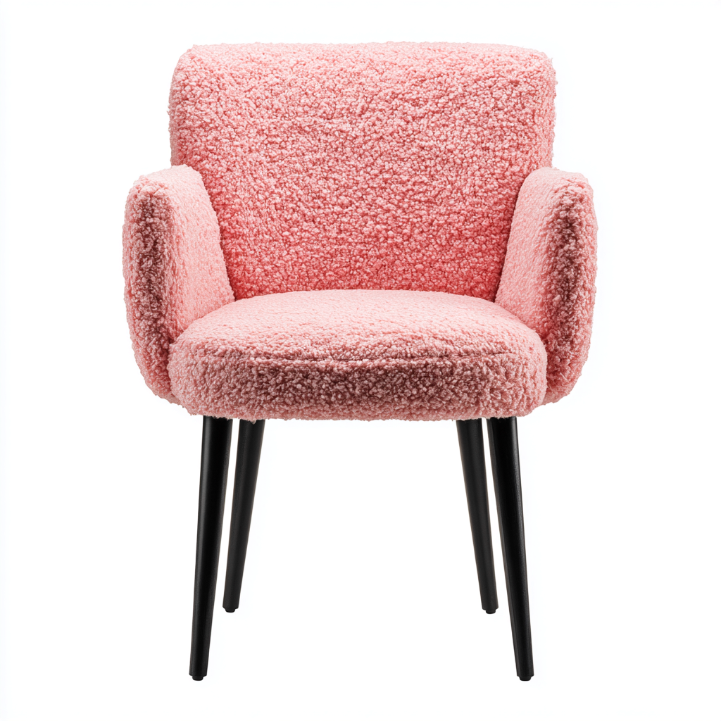 Fauteuil tissu bouclette 70x72x82 cm rose style moderne pour salon-Nicheoliq