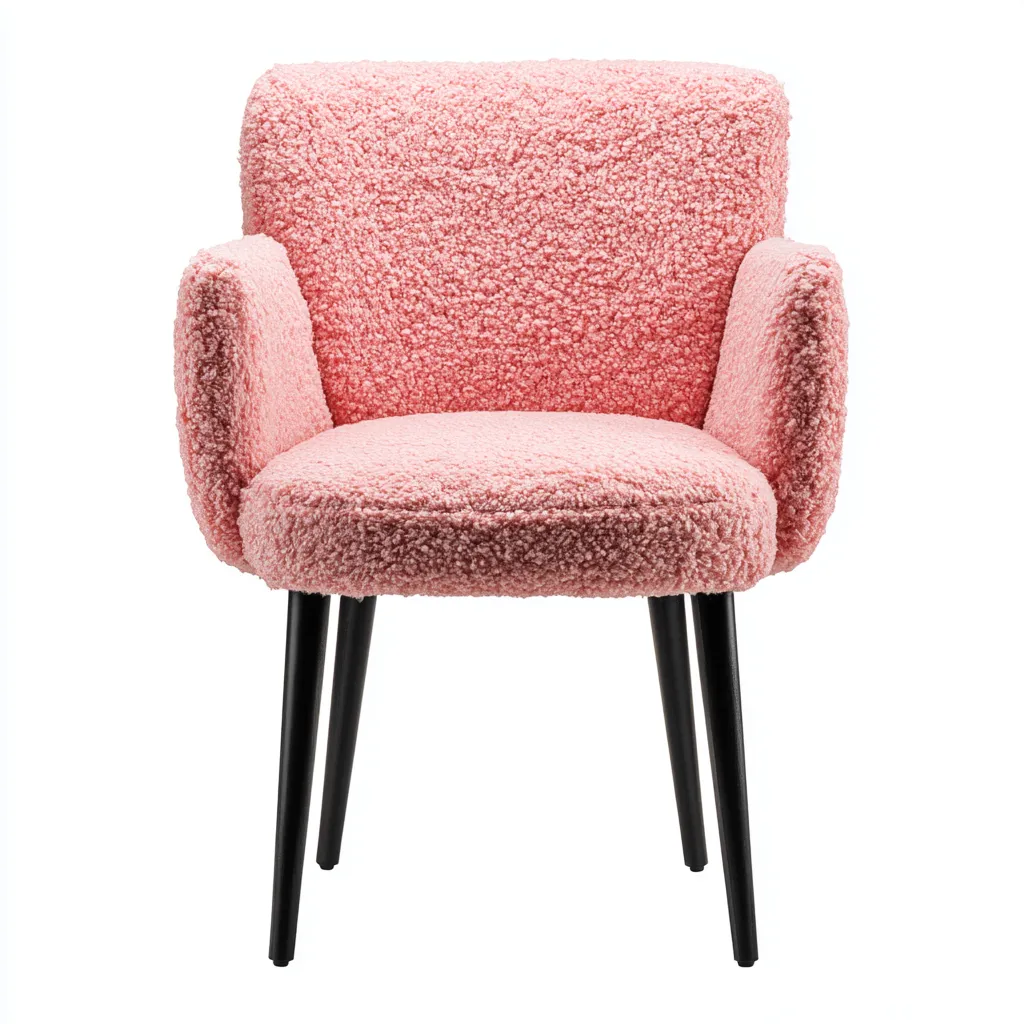 Fauteuil tissu bouclette 70x72x82 cm rose style moderne pour salon-Nicheoliq