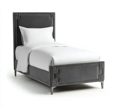 Lit 1 place rembourré velours 200x90x120 cm - gris foncé - design moderne - adapté à la chambre-Nicheoliq