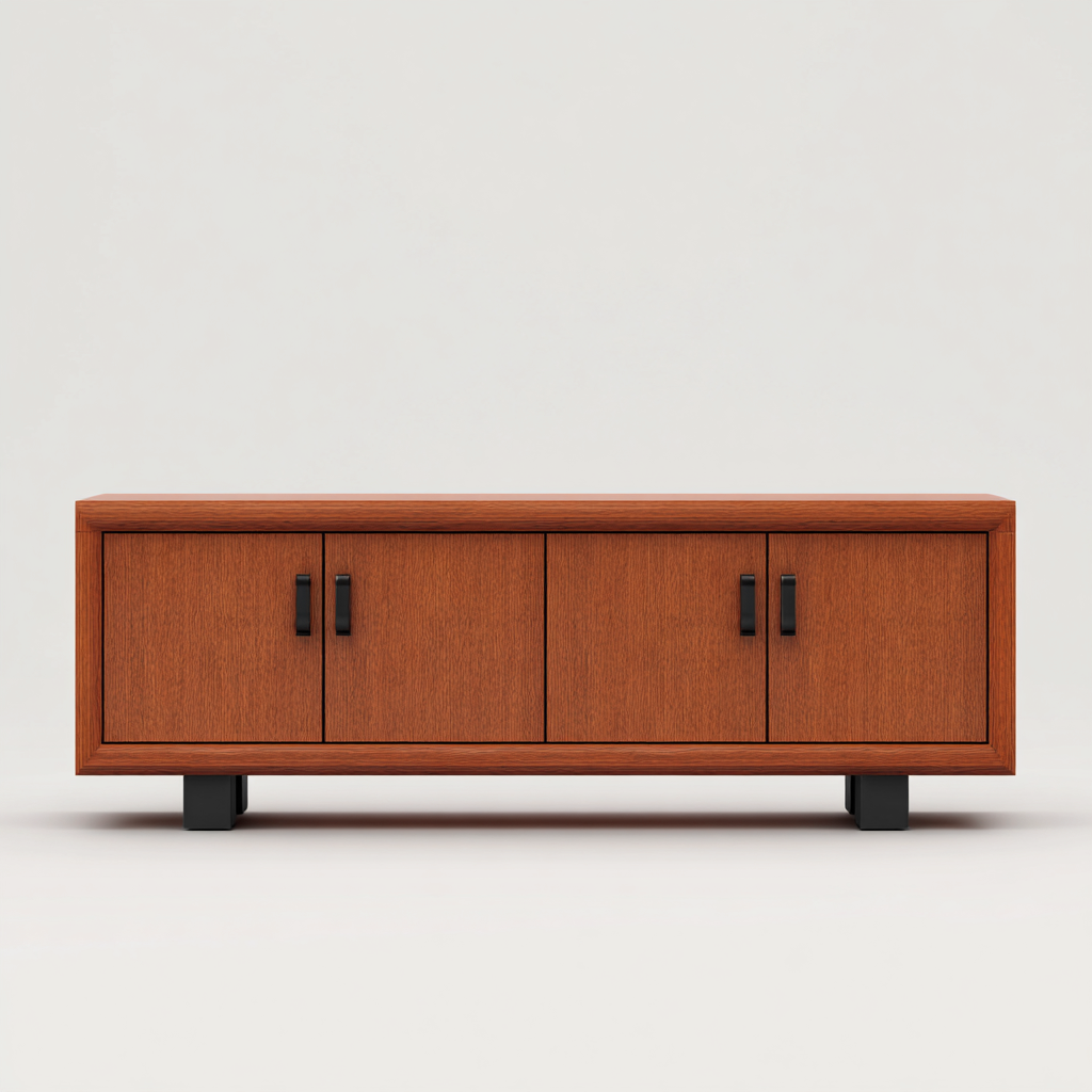 Meuble TV en panneaux de bois 160x45x55 cm - brun-noir - style moderne pour salon-Nicheoliq