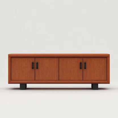 Meuble TV en panneaux de bois 160x45x55 cm - brun-noir - style moderne pour salon-Nicheoliq