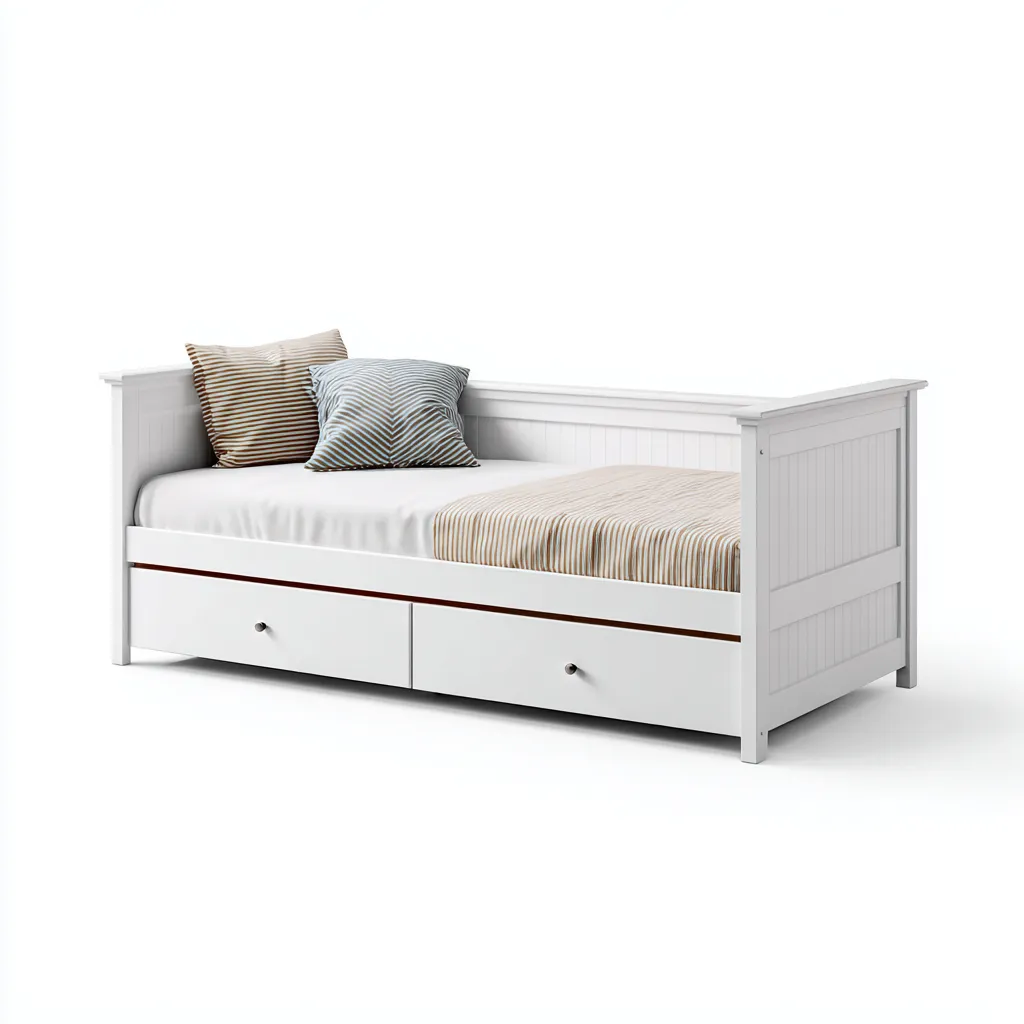 Canapé-lit en bois avec tiroirs de rangement 200x90x95 cm - blanc - style classique - adapté à la chambre-Nicheoliq