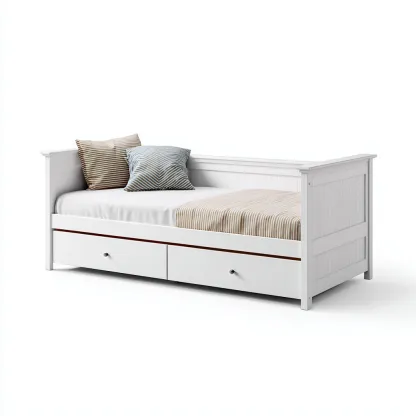 Canapé-lit en bois avec tiroirs de rangement 200x90x95 cm - blanc - style classique - adapté à la chambre-Nicheoliq