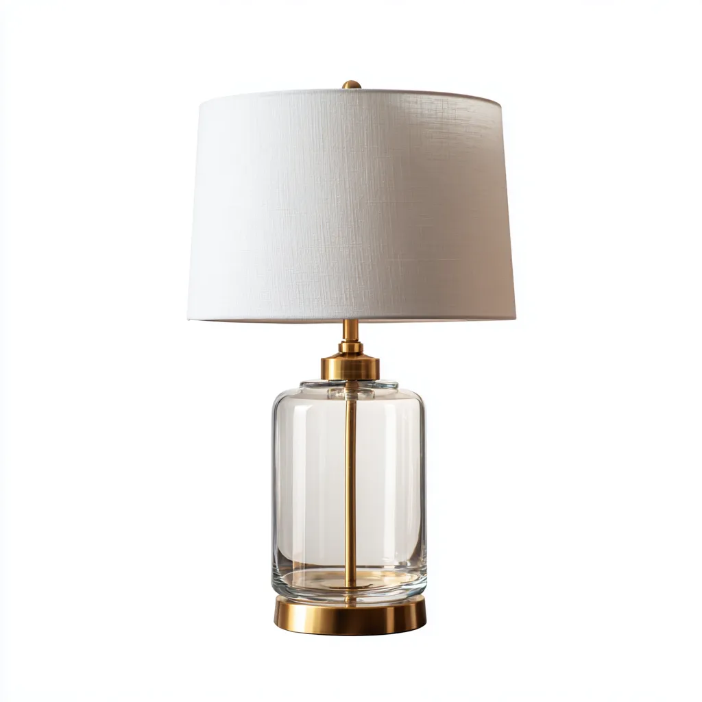 Lampe de table verre et métal 30x30x50 cm - blanc-or - pour salon-chambre - design moderne-Nicheoliq