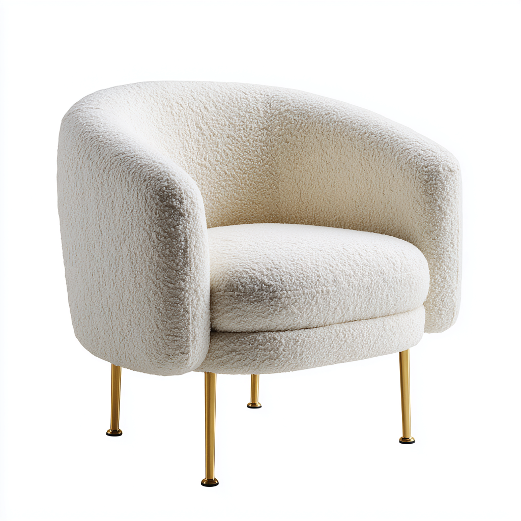 Fauteuil tissu bouclé 75x70x80 cm - blanc - design moderne pour salon-Nicheoliq