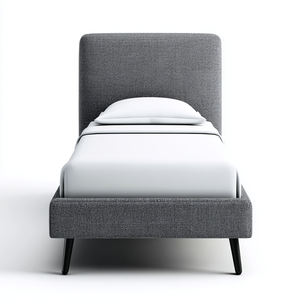 Lit 1 place tissu 200x90x108 cm - gris - design moderne - adapté à la chambre-Nicheoliq