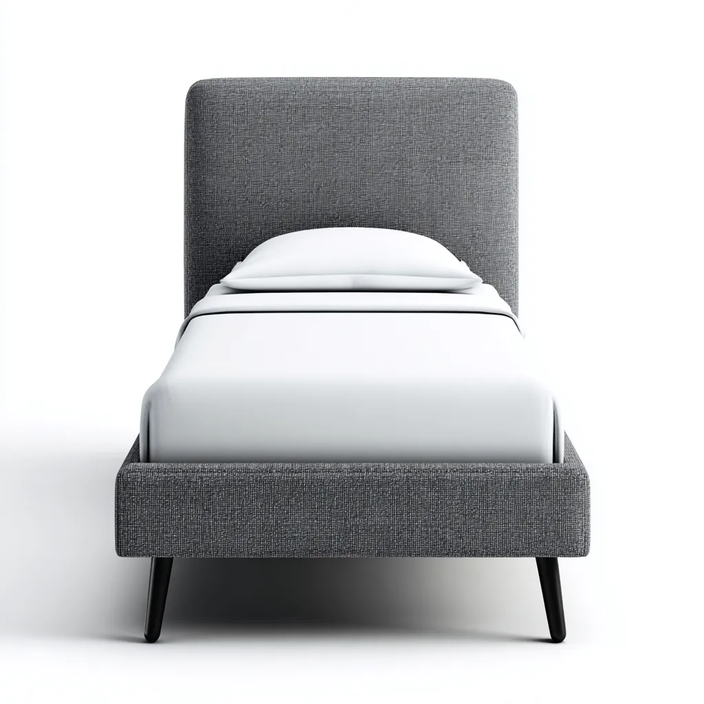 Lit 1 place tissu 200x90x108 cm - gris - design moderne - adapté à la chambre-Nicheoliq