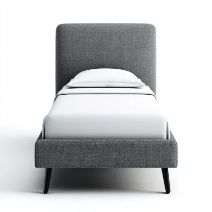 Lit 1 place tissu 200x90x108 cm - gris - design moderne - adapté à la chambre-Nicheoliq