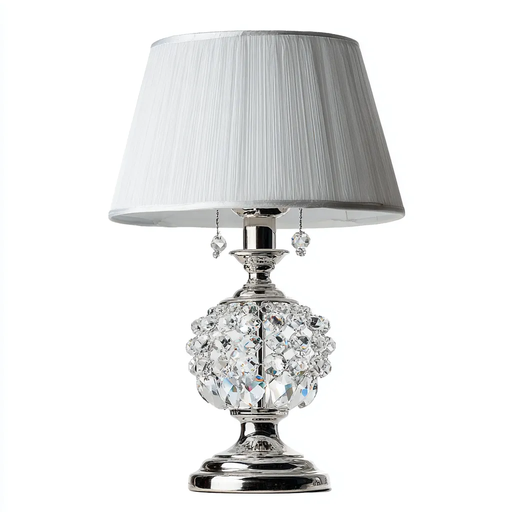 Lampe de table en métal et cristal 27x27x50 cm - argent-blanc - style élégant adapté au salon-Nicheoliq