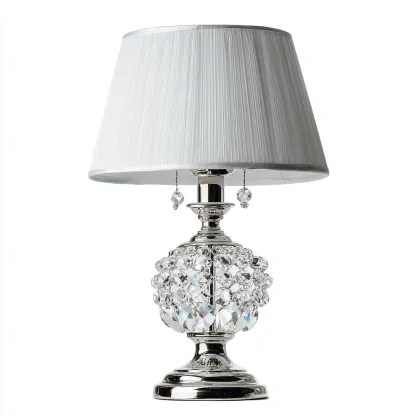 Lampe de table en métal et cristal 27x27x50 cm - argent-blanc - style élégant adapté au salon-Nicheoliq