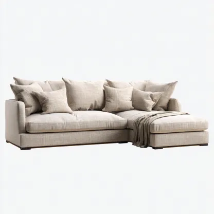 Canapé d'angle tissu effet lin 300x185x90 cm - beige - design moderne pour salon-Nicheoliq