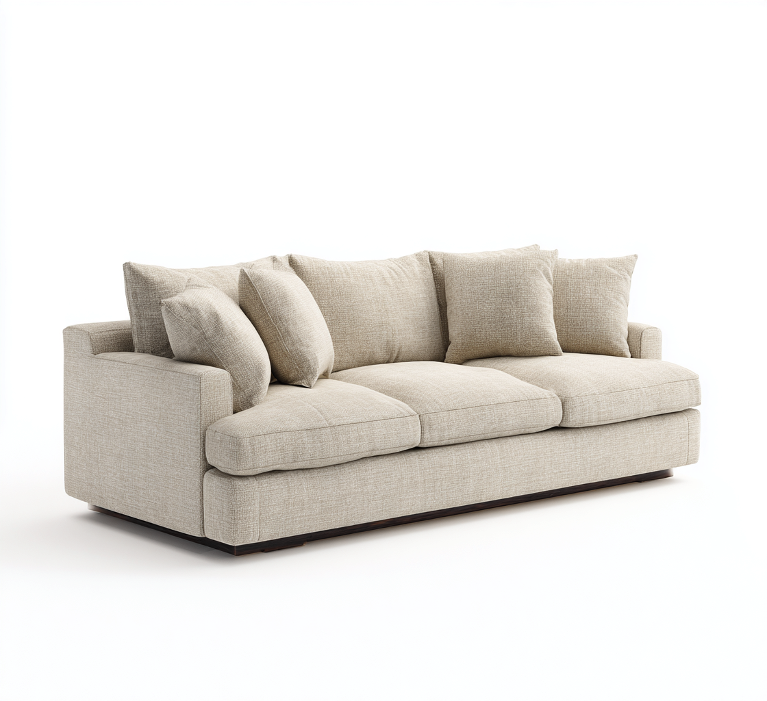 Canapé 3 places tissu 230x98x90 cm - beige - pour salon - design moderne-Nicheoliq