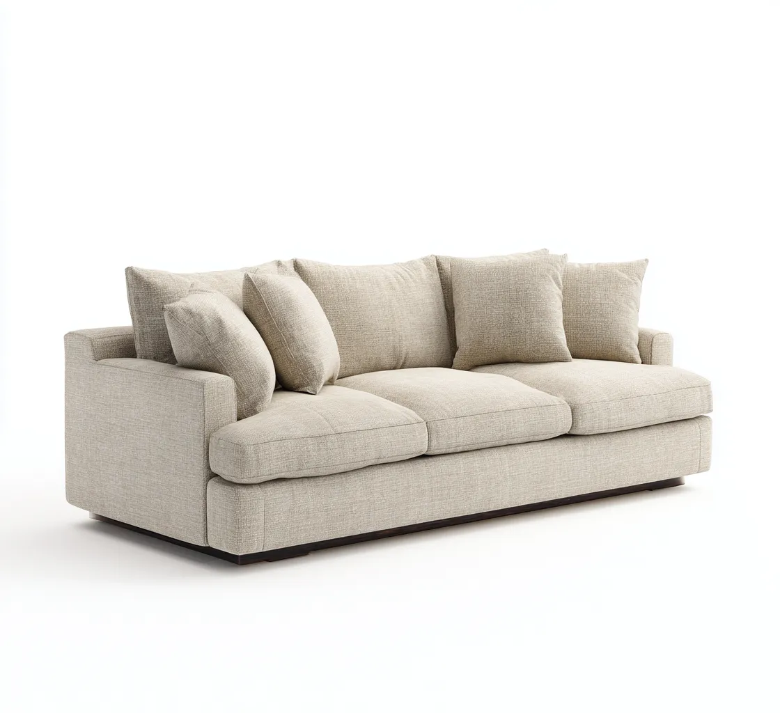 Canapé 3 places tissu 230x98x90 cm - beige - pour salon - design moderne-Nicheoliq