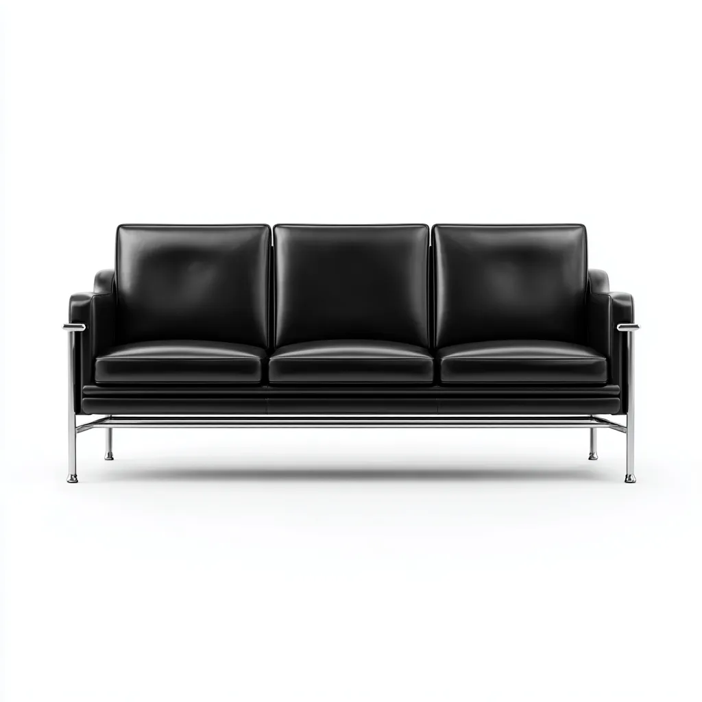 Canapé 3 places cuir 212x80x77 cm - noir - design moderne minimaliste - pour salon-Nicheoliq