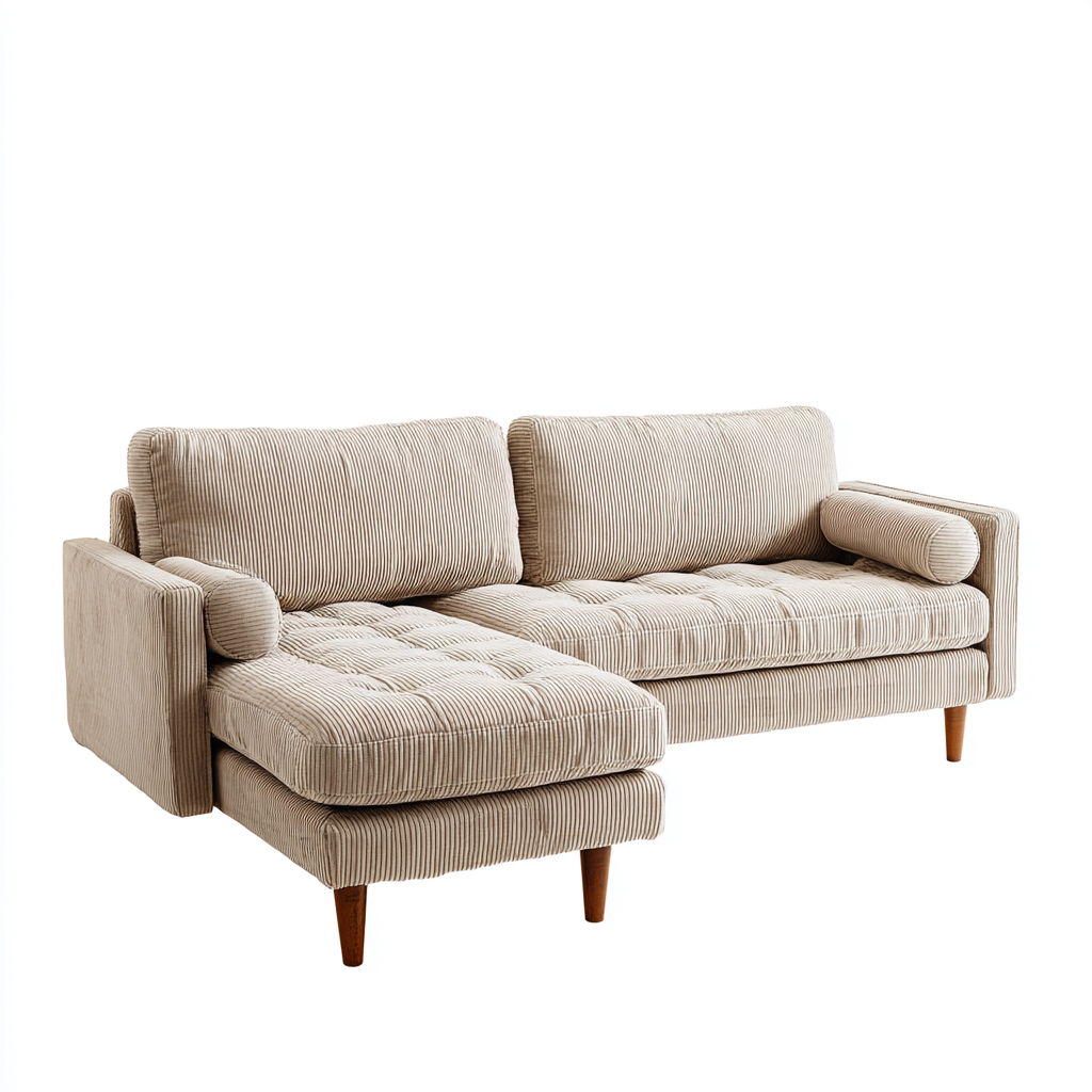 Canapé d'angle tissu côtelé 250x155x85 cm - beige - design moderne pour salon-Nicheoliq