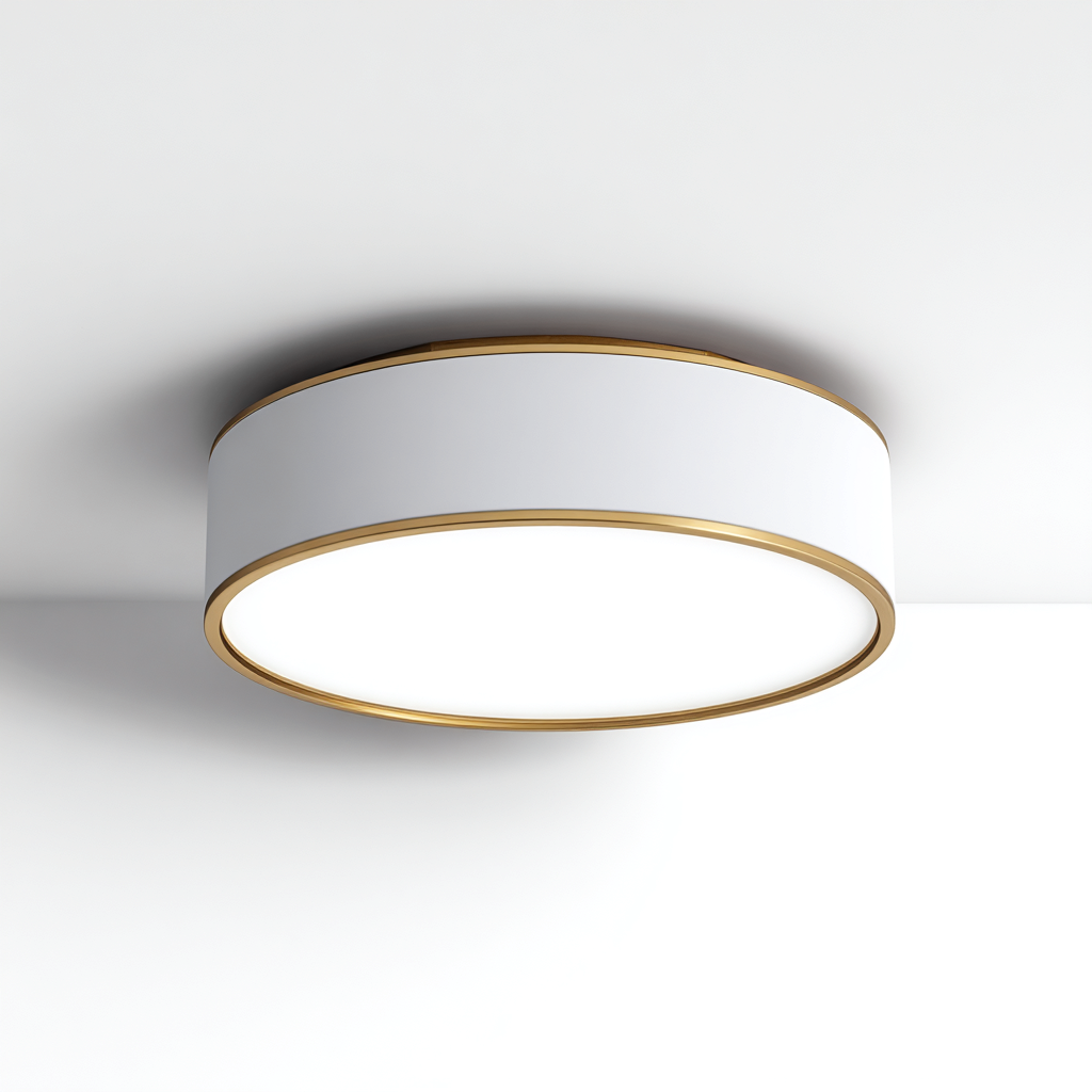 Plafonnier métal acrylique 38x38x9 cm blanc-or pour salon - design moderne-Nicheoliq