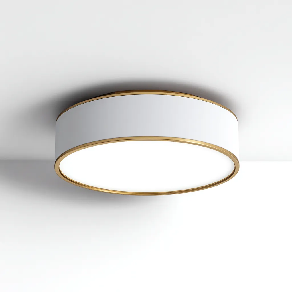 Plafonnier métal acrylique 38x38x9 cm blanc-or pour salon - design moderne-Nicheoliq