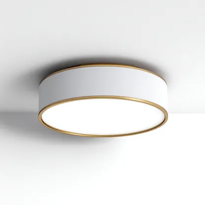 Plafonnier métal acrylique 38x38x9 cm blanc-or pour salon - design moderne-Nicheoliq