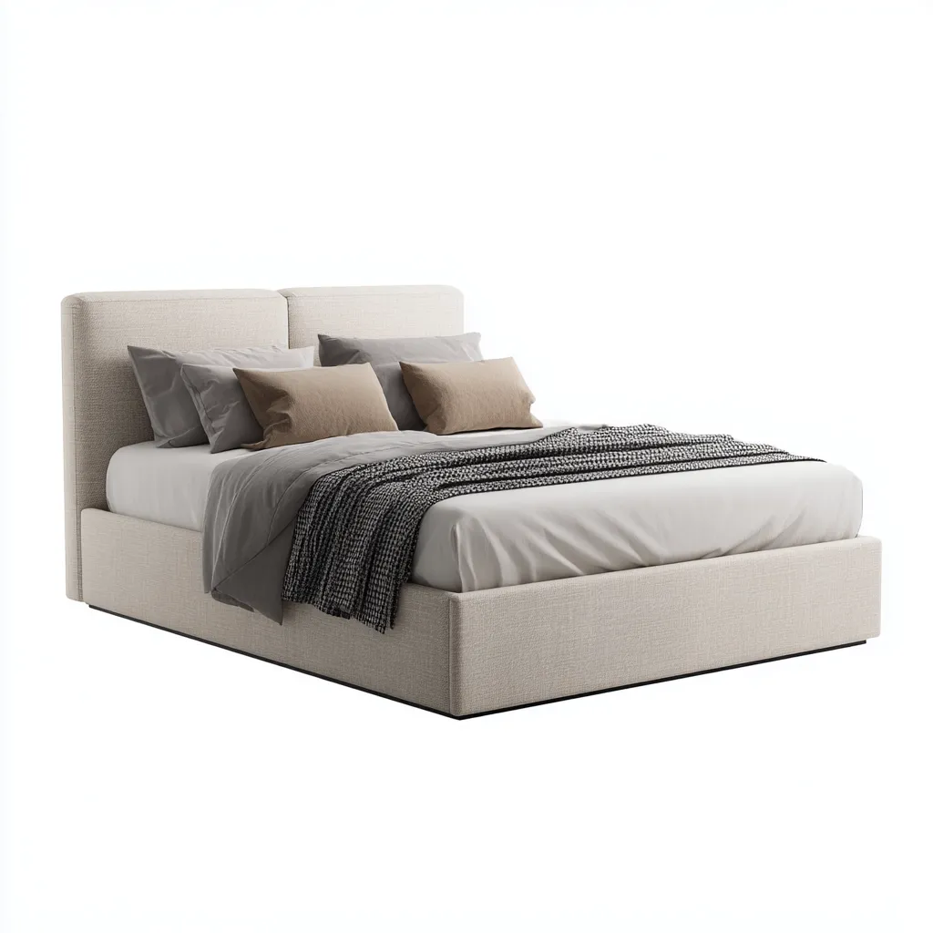 Lit 2 places Tissu 200x180x110 cm - beige - adapté à la chambre - design moderne-Nicheoliq