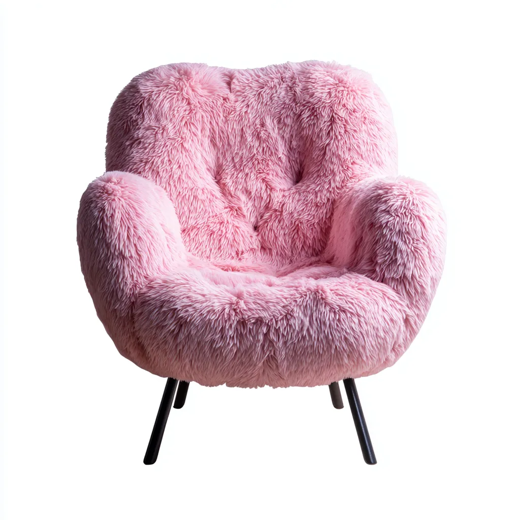 Fauteuil tissu peluche 82x85x90 cm rose style moderne pour salon-Nicheoliq