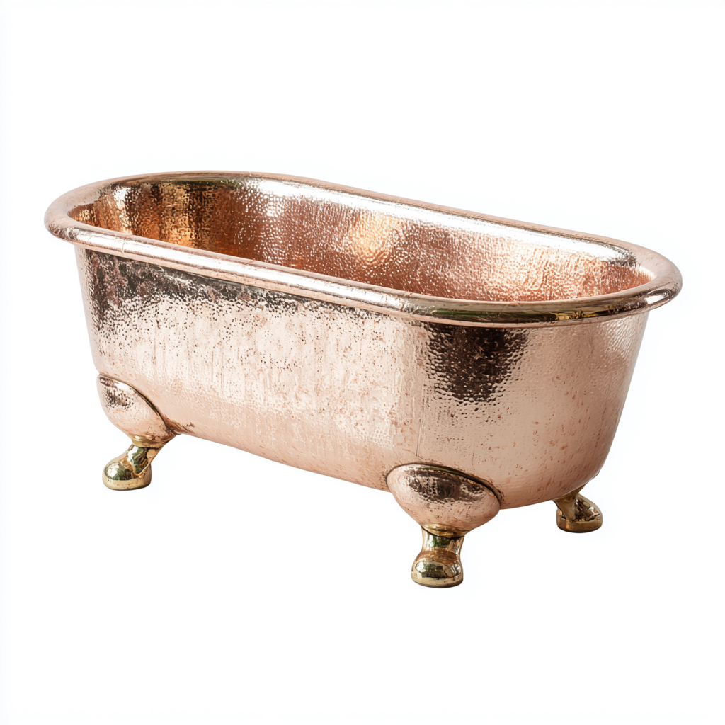 Baignoire en cuivre martelé 150x70x60 cm - cuivre - style vintage - adaptée à la salle de bain-Nicheoliq