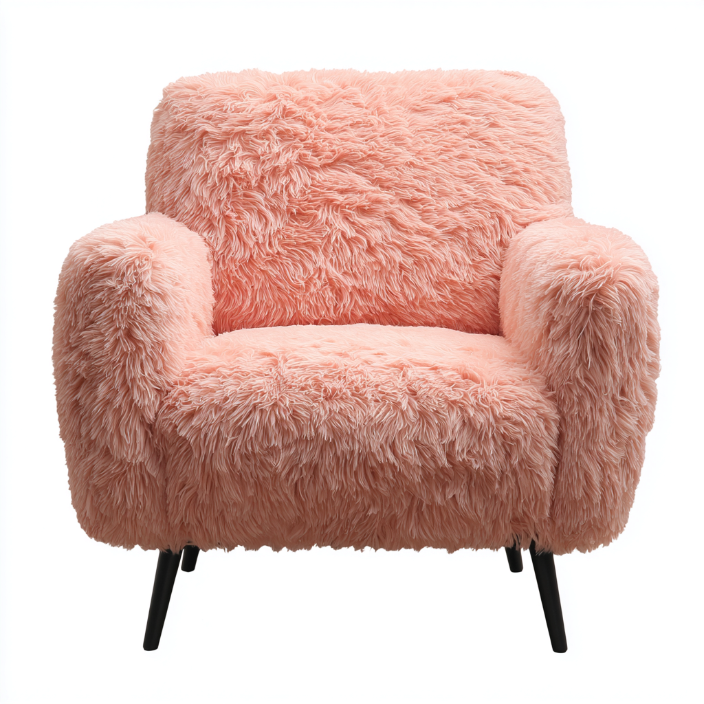Fauteuil tissu peluche 85x88x90 cm rose style moderne pour salon-Nicheoliq