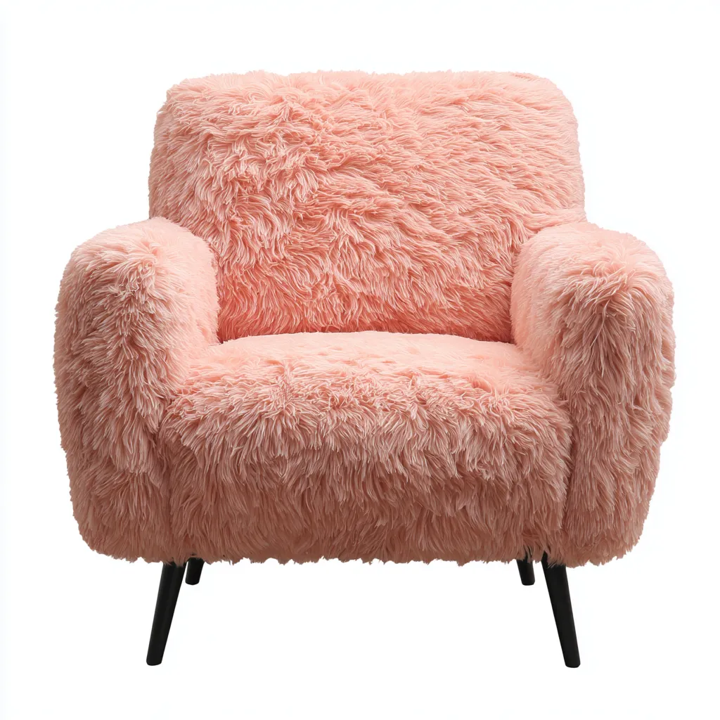 Fauteuil tissu peluche 85x88x90 cm rose style moderne pour salon-Nicheoliq