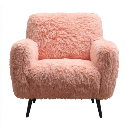 Fauteuil tissu peluche 85x88x90 cm rose style moderne pour salon-Nicheoliq