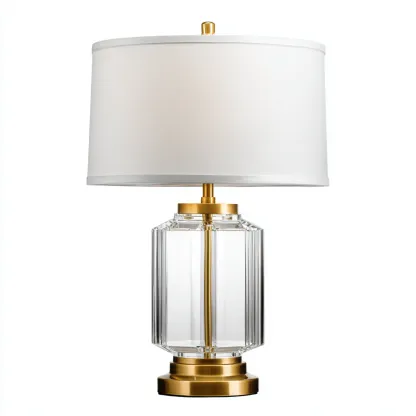 Lampe de table verre et métal 30x30x55 cm - blanc-or - pour salon-chambre - design moderne-Nicheoliq