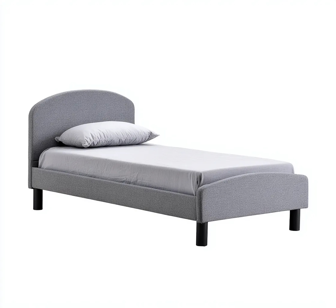 Lit 1 place tissu 200x90x100 cm - gris - design moderne - adapté à la chambre-Nicheoliq