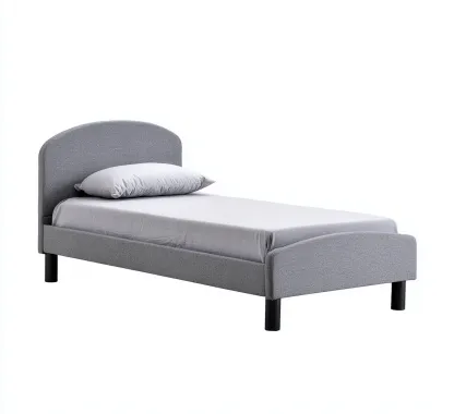 Lit 1 place tissu 200x90x100 cm - gris - design moderne - adapté à la chambre-Nicheoliq