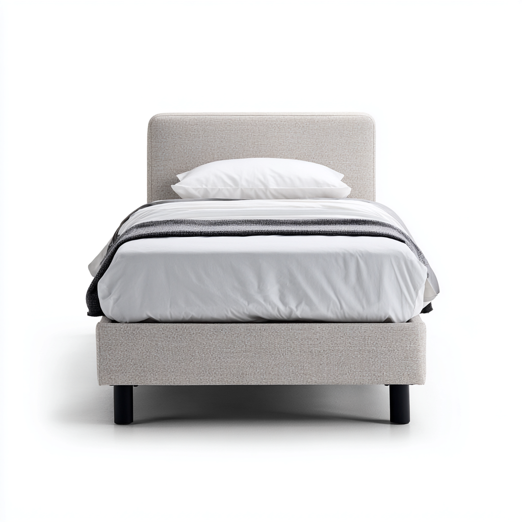 Lit 1 place tissu 200x90x105 cm - gris clair - design moderne - adapté à la chambre-Nicheoliq