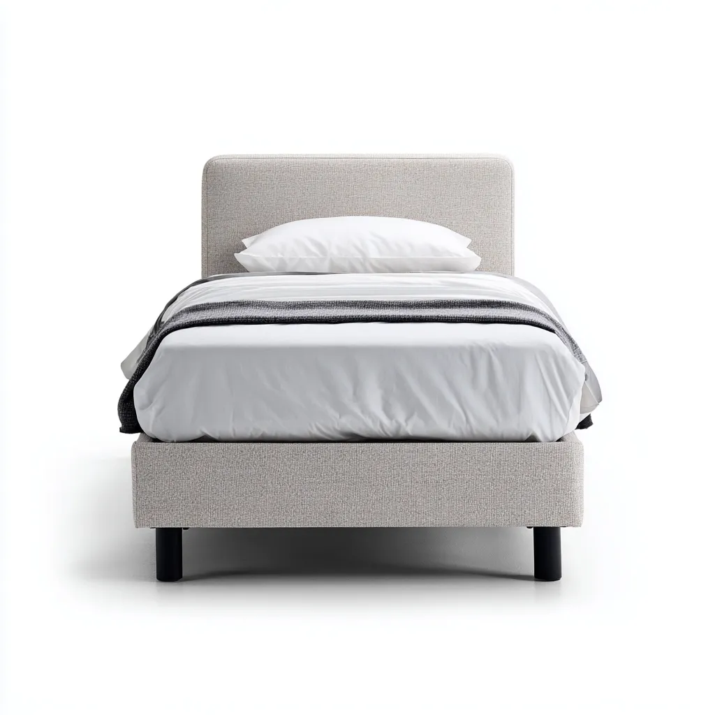 Lit 1 place tissu 200x90x105 cm - gris clair - design moderne - adapté à la chambre-Nicheoliq