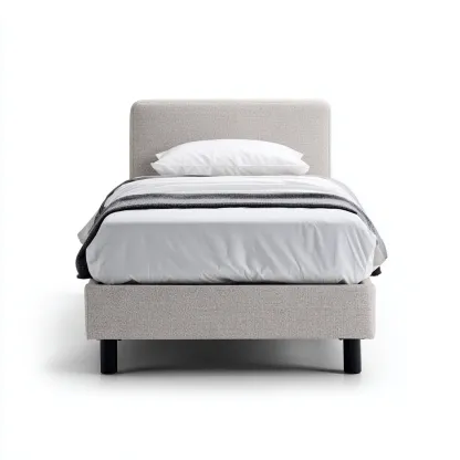 Lit 1 place tissu 200x90x105 cm - gris clair - design moderne - adapté à la chambre-Nicheoliq