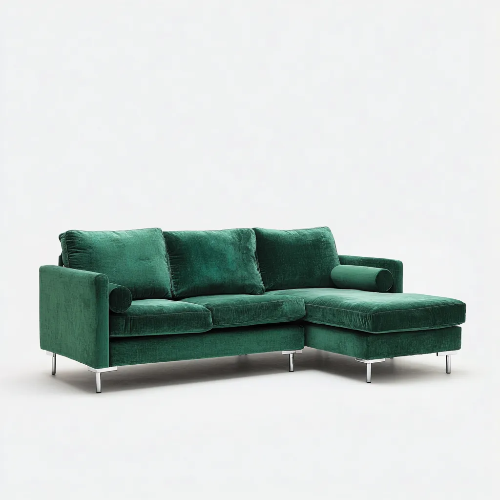 Canapé d'angle tissu velours 260x160x85 cm vert foncé - pour salon - design moderne-Nicheoliq