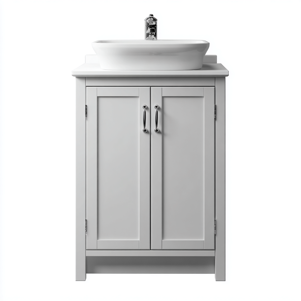 Meuble lavabo - bois MDF - 60x45x85 cm - blanc - pour salle de bain - design moderne-Nicheoliq