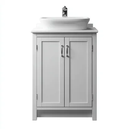 Meuble lavabo - bois MDF - 60x45x85 cm - blanc - pour salle de bain - design moderne-Nicheoliq
