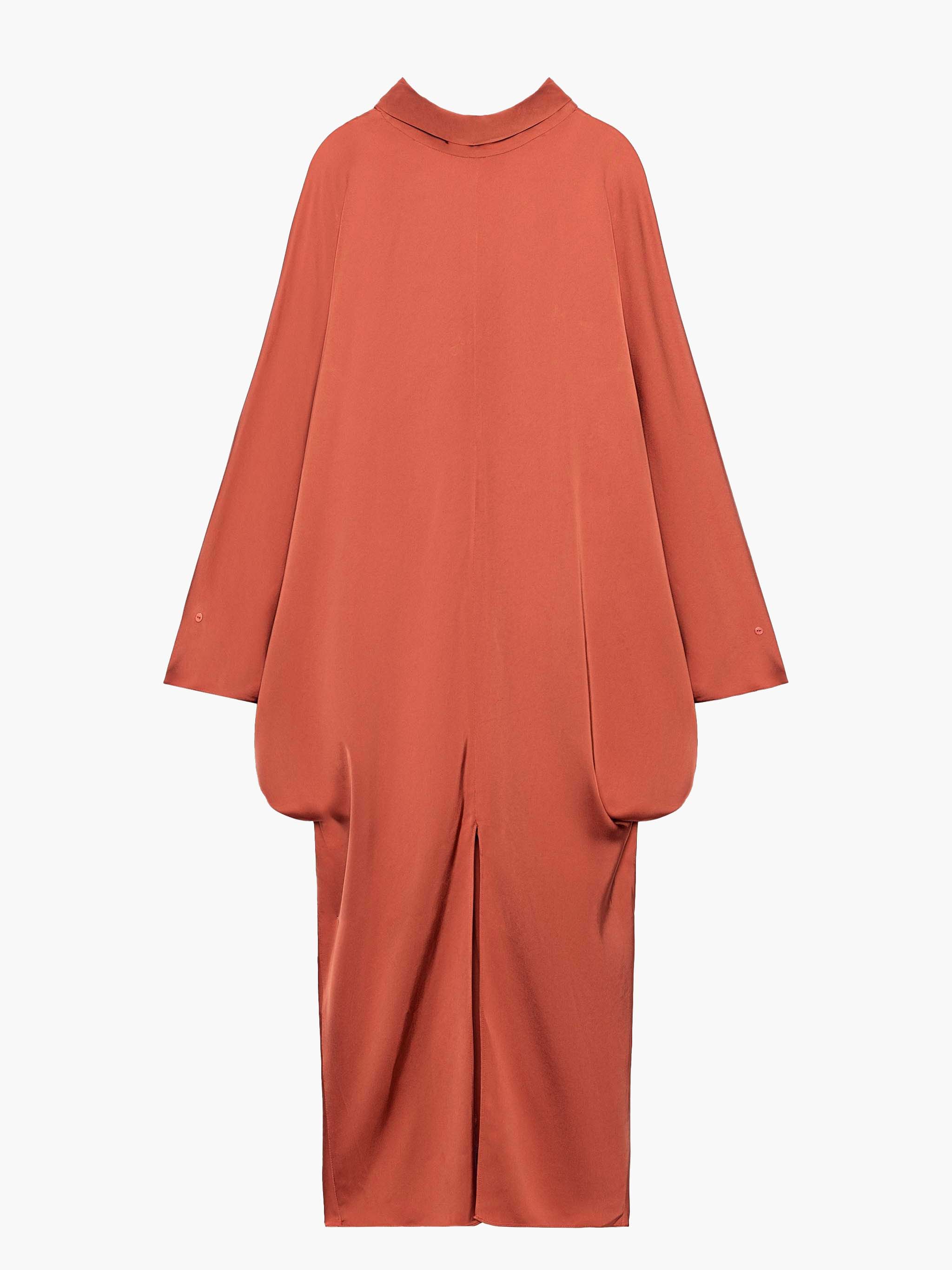 Terracotta Satin Draped Maxi Dress