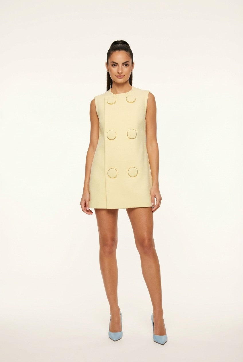 Retro Structured Crepe Double Breasted Mini Dress