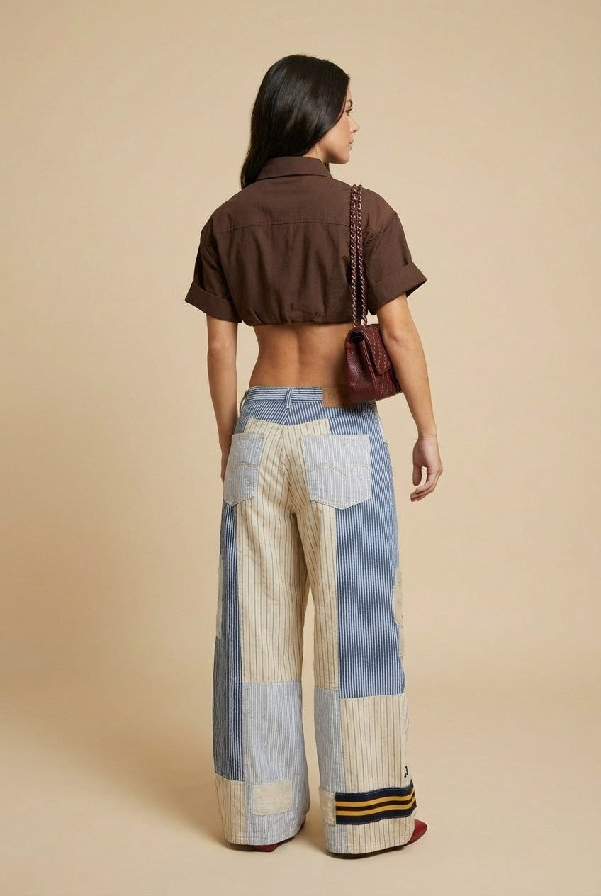Product Name: Sienna Patchwork Wide-Leg Pants
