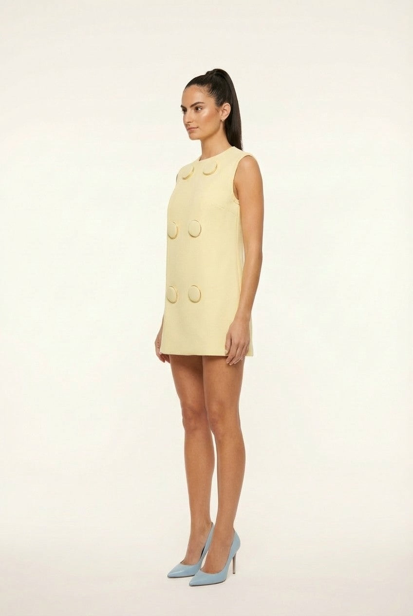 Retro Structured Crepe Double Breasted Mini Dress