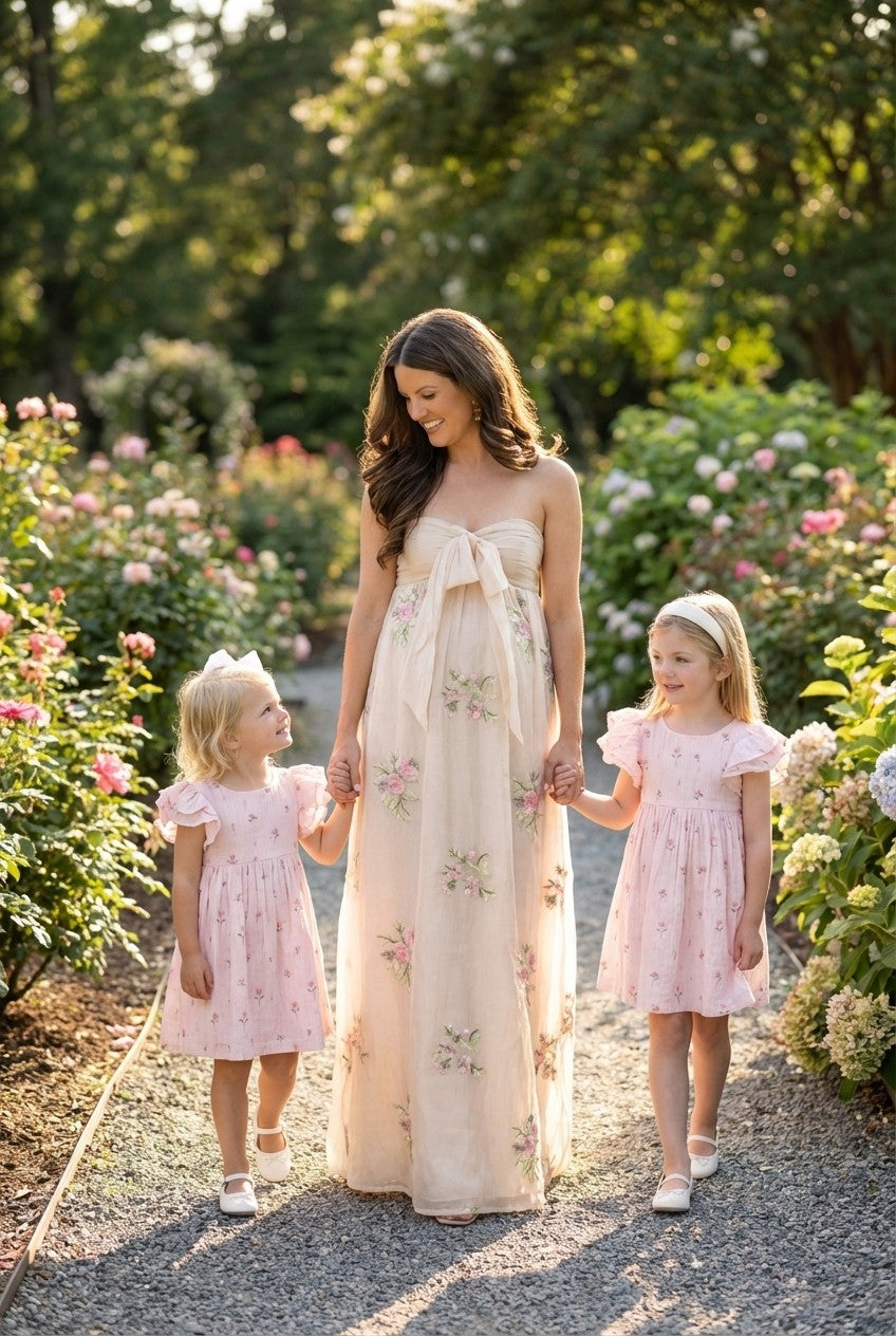 Product Name: Amara Floral Embroidered Strapless Maxi Dress